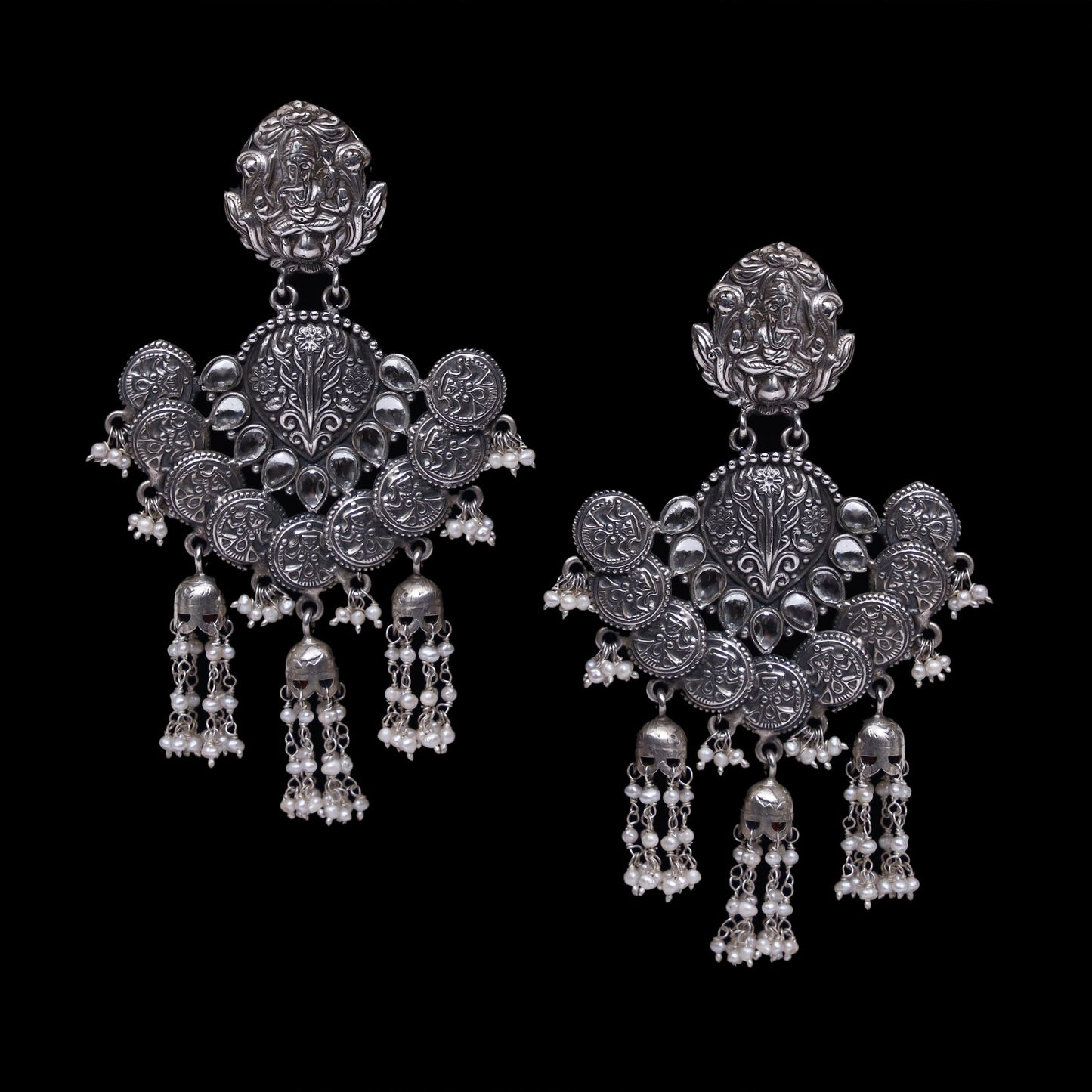 925 Silver Long Handmade Earring with Tripple Fresh Water Pearl Hanging