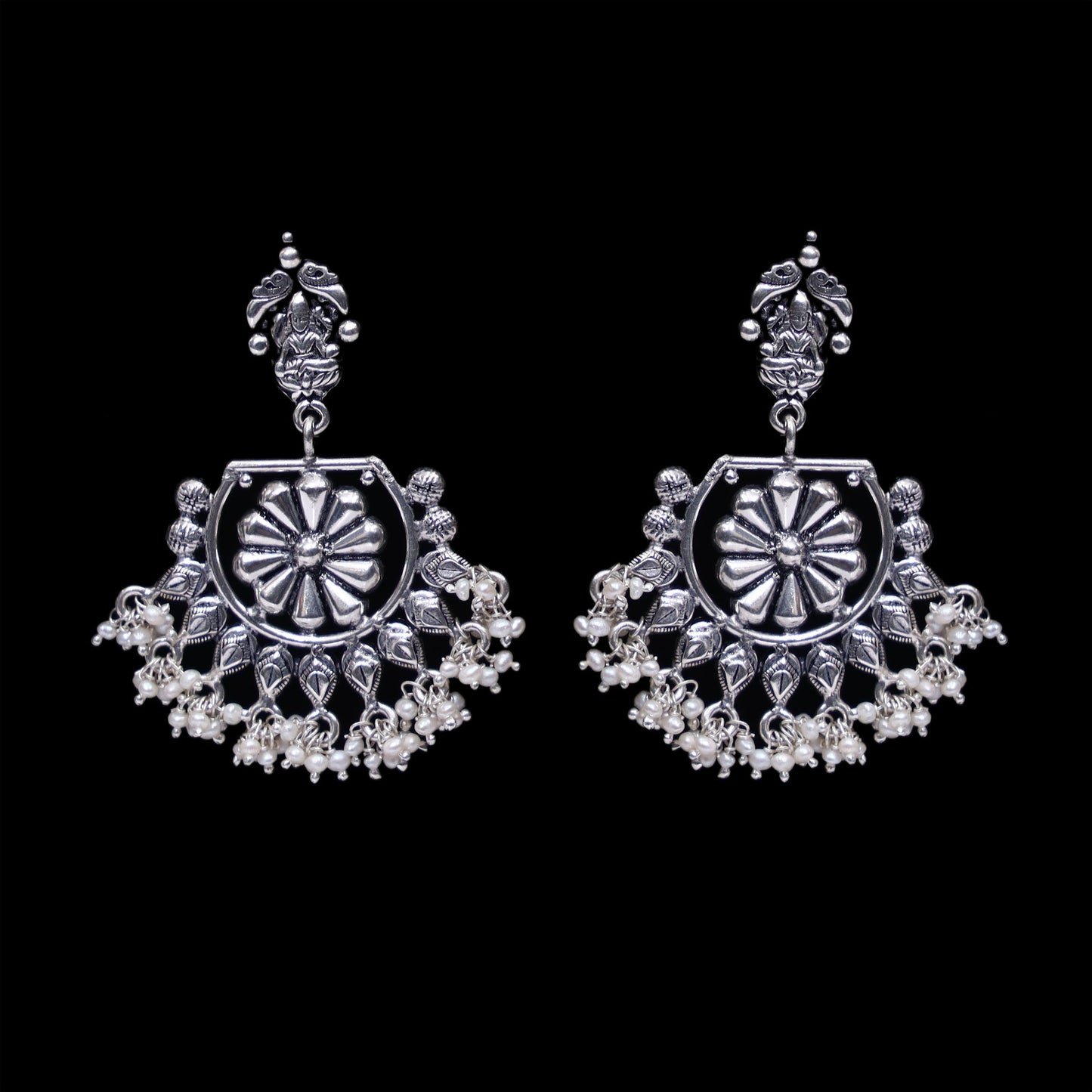 925 Silver Antique Look Handmade Earring with Fresh Water Pearl Hanging