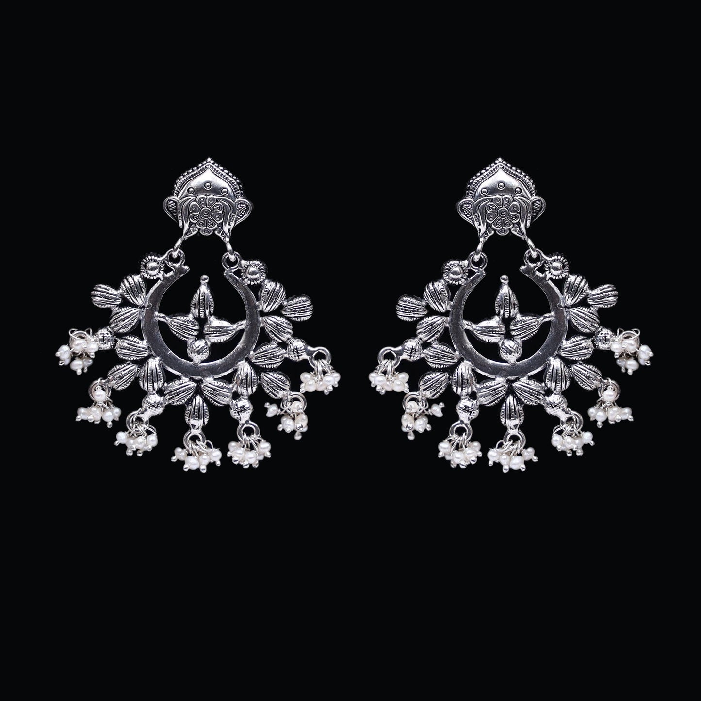 925 Silver Antique Look Handmade Earring with Fresh Water Pearl Hanging
