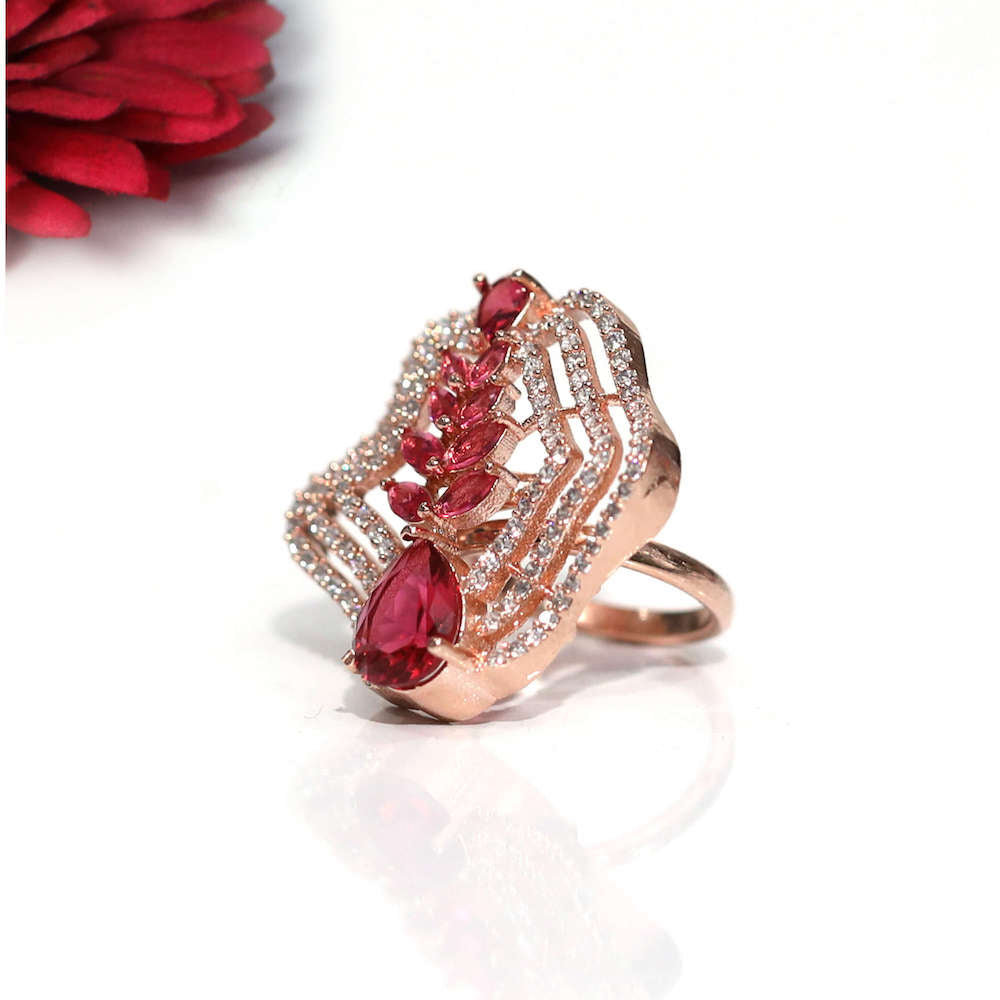 Adeline Rose Gold Cocktail Adjustable Ring