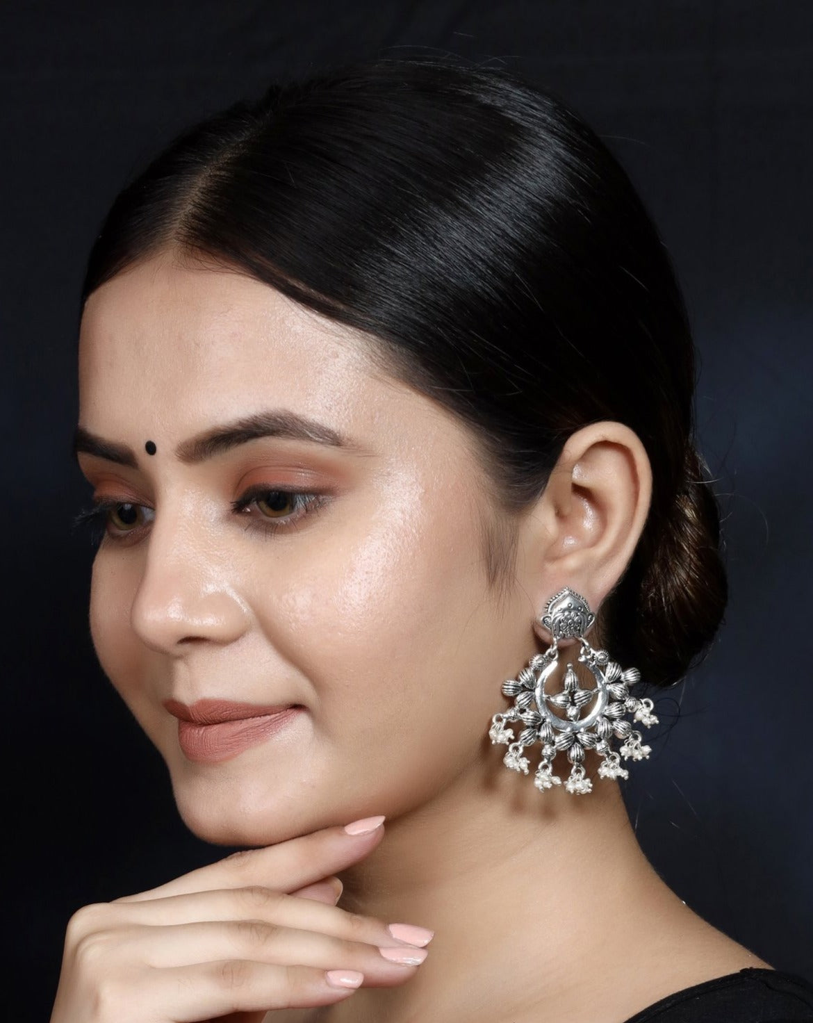 925 Silver Antique Look Handmade Earring with Fresh Water Pearl Hanging
