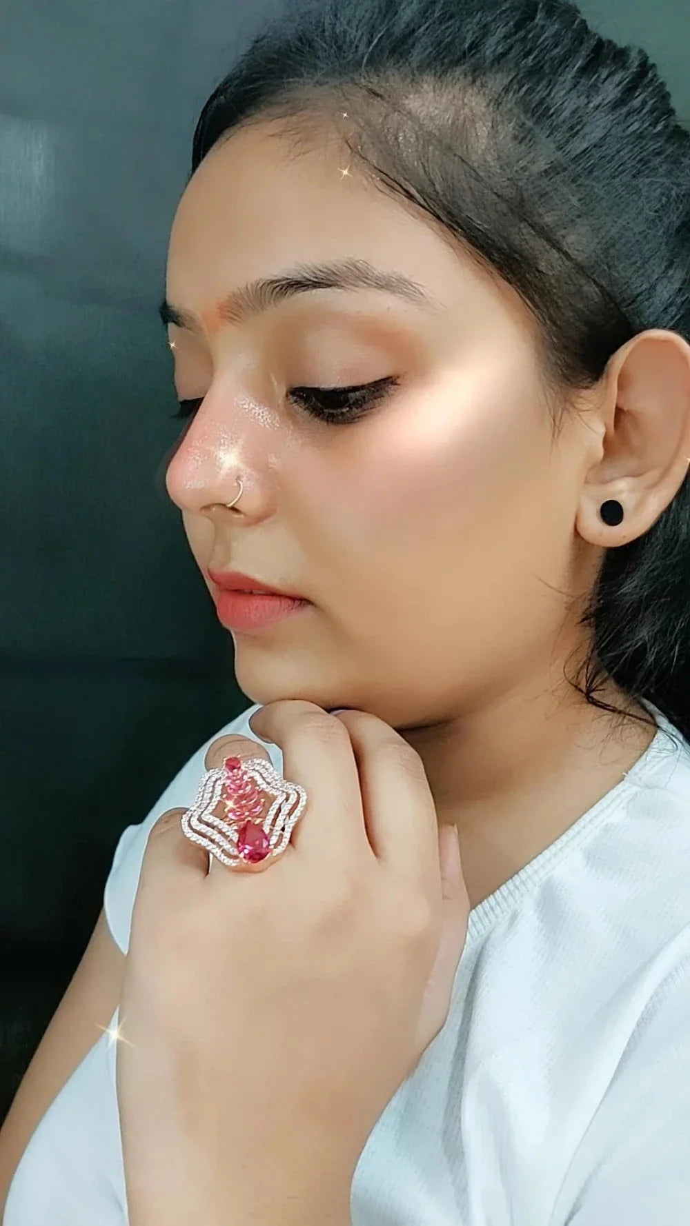 Adeline Rose Gold Cocktail Adjustable Ring