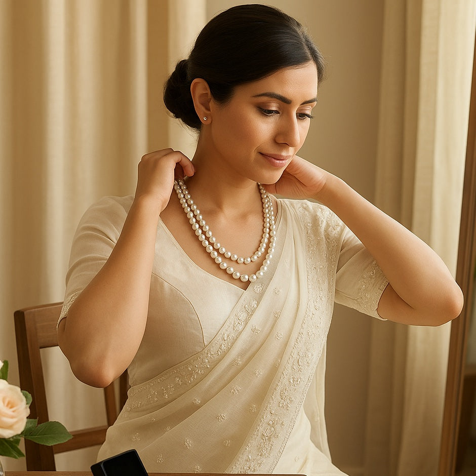 White Pearl Glow Necklace