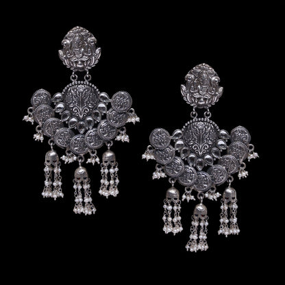 925 Silver Long Handmade Earring with Tripple Fresh Water Pearl Hanging