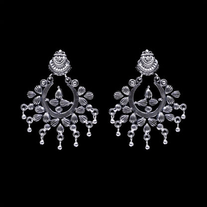 925 Silver Antique Look Handmade Earring with Silver Ball Hanging