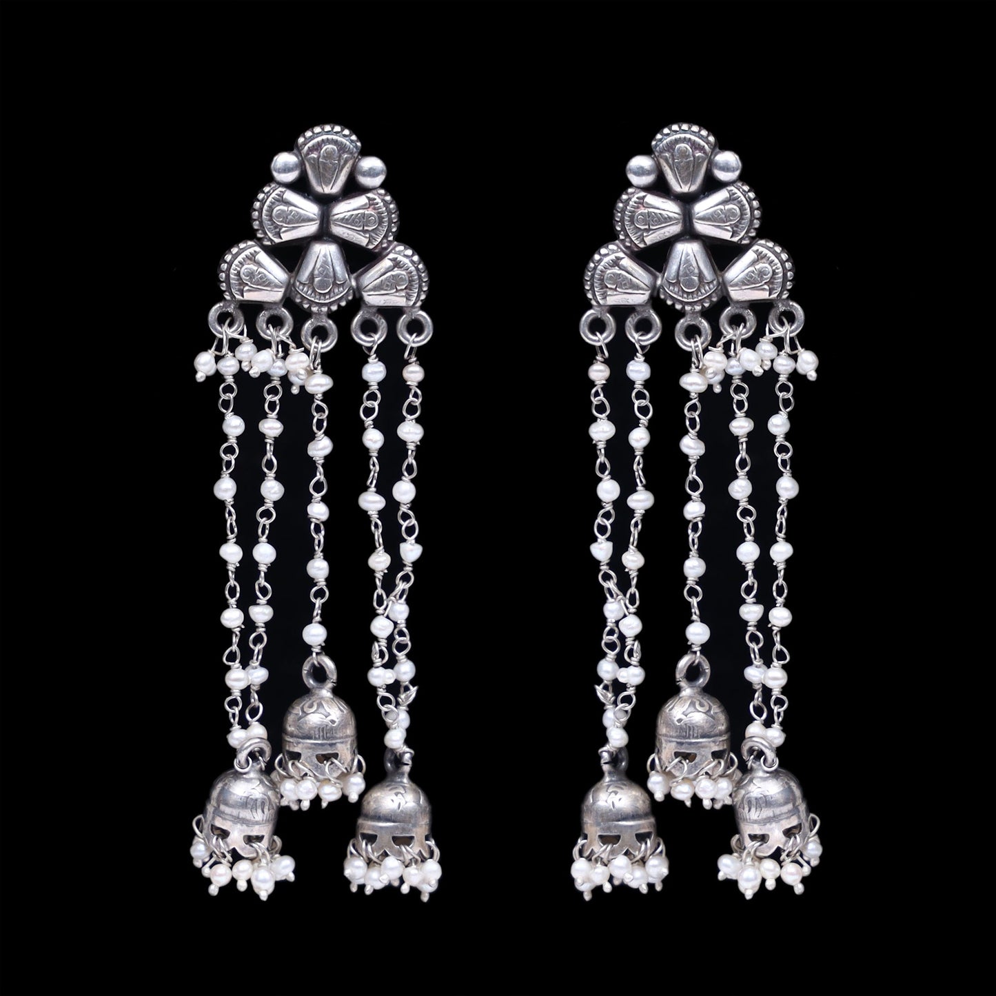 925 Silver Handmade Earring With Fresh Water Pearls Hanging