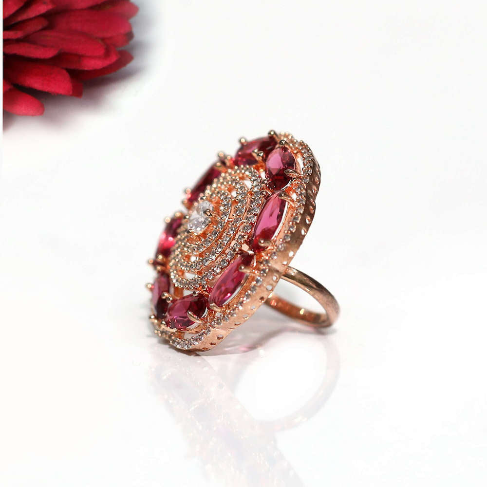 Vivian Rose Gold Cocktail Adjustable Ring