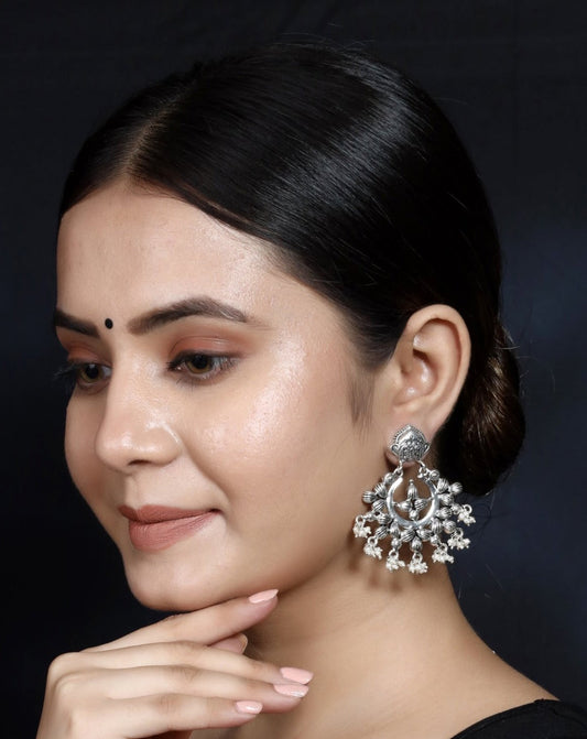 925 Silver Antique Look  Handmade Earring with Fresh Water Pearl Hanging
