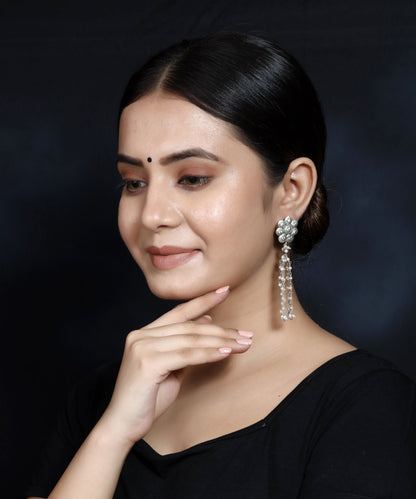 925 Silver Handmade Earring With Fresh Water Pearls Hanging