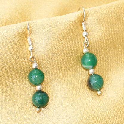 Imeora Tripple Line 10mm Agate Necklace With 8mm Earrings