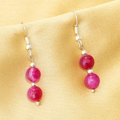 Imeora Pink Agate Graduation Necklace With 8mm Earrings
