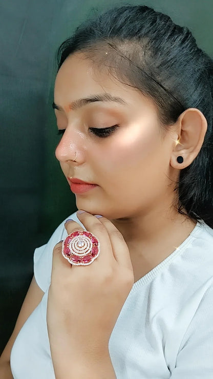 Vivian Rose Gold Cocktail Adjustable Ring