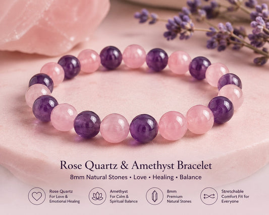Love Energy Bracelet - Rose Quartz and Amethyst