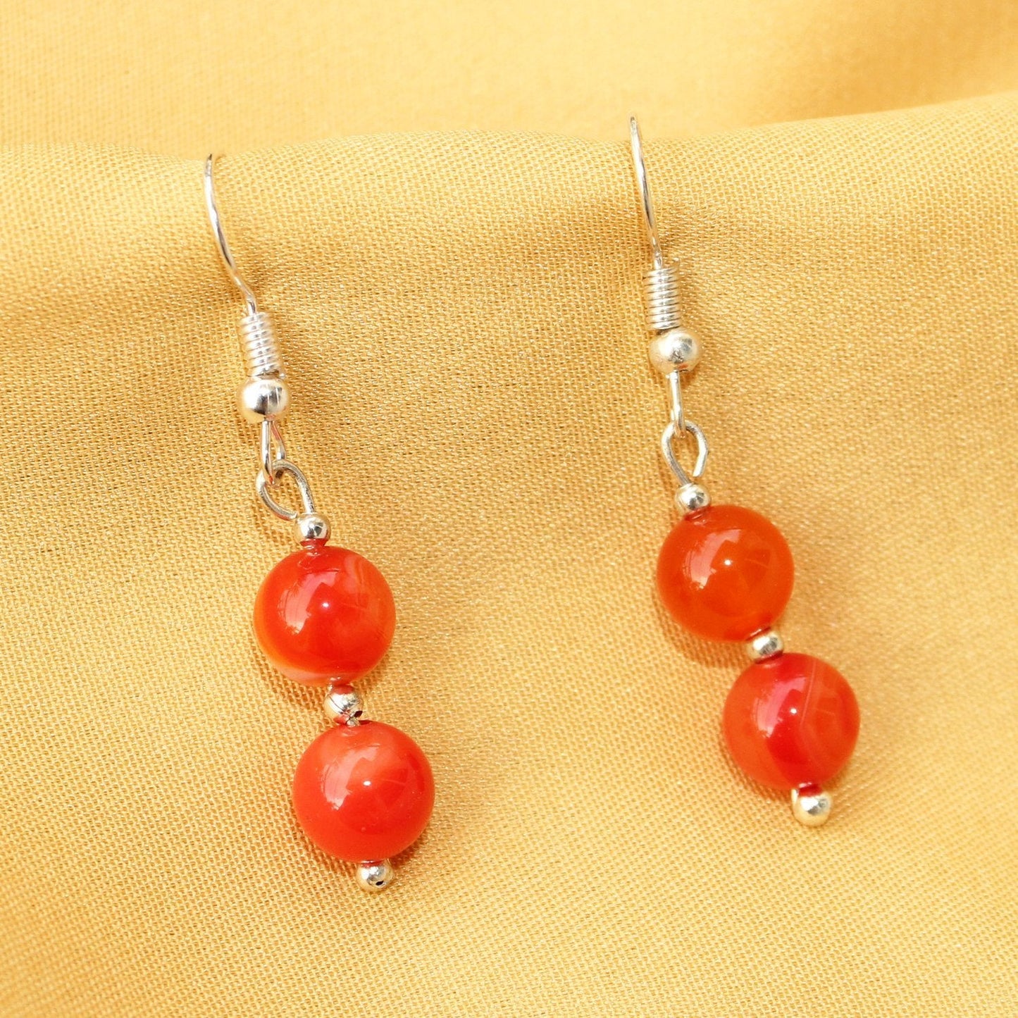 Imeora Tripple Line 10mm Agate Necklace With 8mm Earrings